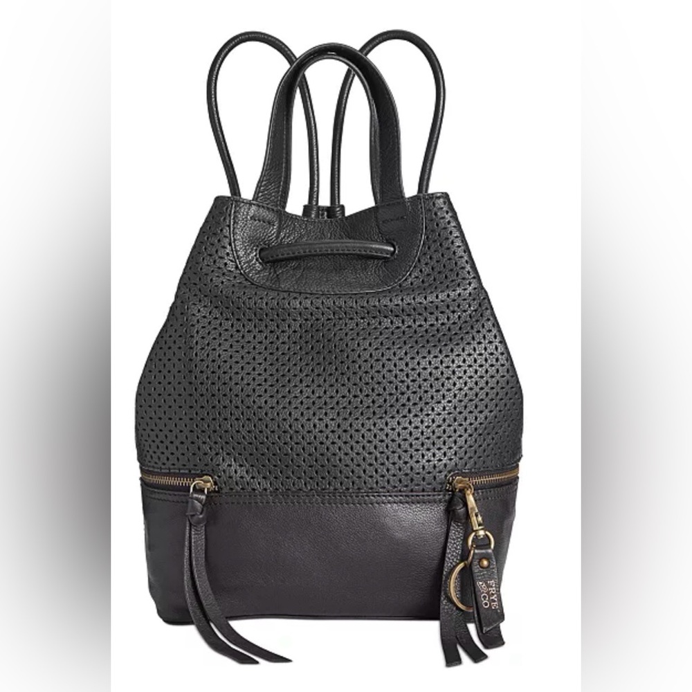 Frye and Co. Anise Perforated Leather Backpack Brown Medium Cotton Lining